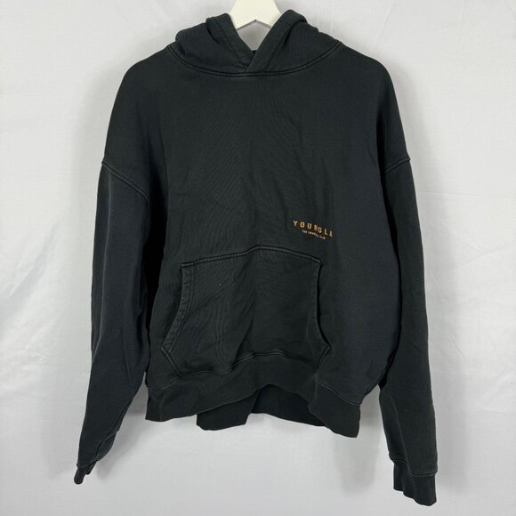 YoungLA Black Hooded Sweatshirt Men’s Size Large Heavyweight Hoodie Pullover - Picture 1 of 9